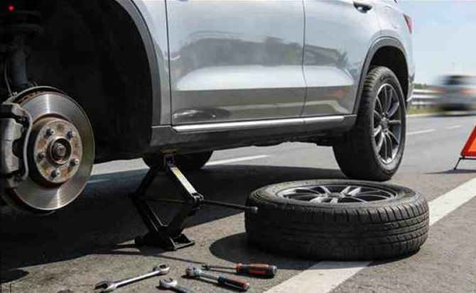 镇赉汽车流动补胎案例